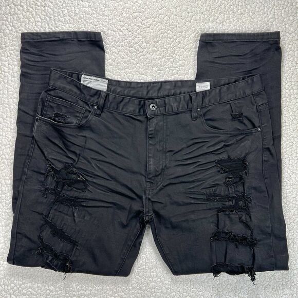 Smoke Rise Distressed Black Jeans Men’s 42x32 (Actual 40x32) Streetwear Moto - Picture 1 of 14